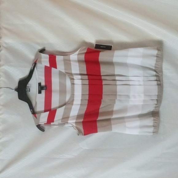 Alfani Sleeveless Striped Top Sz 14 Tan Orange Beige NWT - Picture 1 of 8